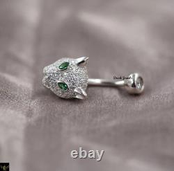 2CT Round Simulated Diamond Leopard Belly Button Ring 925 Silver Gold Plated