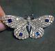 2ct Asscher Cut Simulated Sapphire Butterfly Brooch Pin In 14k White Gold Plated