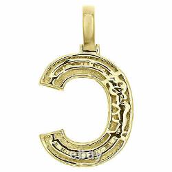 2Ct Baguette Simulated Diamond Letter C Pendant 14K Yellow Gold Plated Silver