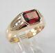 2ct Emerald Cut Lab Created Red Ruby Men Engagement Ring 14k Yellow Gold Plated