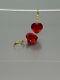 2ct Heart Cut Simulated Red Ruby Dangle Drop Earrings In 14k Yellow Gold Plated