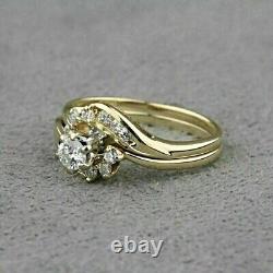 2Ct Lab-Created Diamond Round Cut Engagement Bridal Ring 14K Yellow Gold Plated