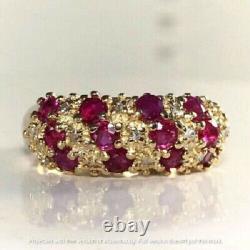 2Ct Lab Created Red Ruby Half Eternity Engagement Ring 14K Yellow Gold Plated