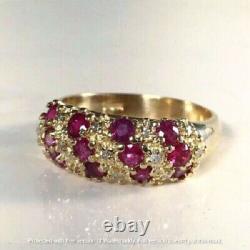 2Ct Lab Created Red Ruby Half Eternity Engagement Ring 14K Yellow Gold Plated