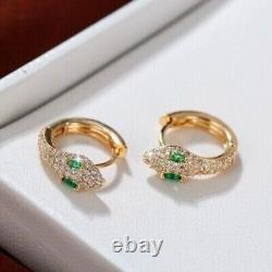 2Ct Marquise Lab Created Green Emerald Snake Hoop Earring 14K Yellow Gold Plated