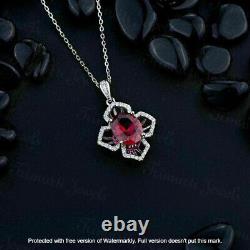 2Ct Oval Cut Lab Created Red Garnet DESIGNER Pendant In 14K White Gold Plated