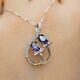 2ct Oval Cut Simulated Blue Sapphire Women's Fancy Pendant 14k White Gold Plated