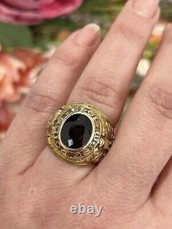 2Ct Oval Lab-Created Red Garnet West Point Military Ring 14K Yellow Gold Plated