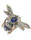 2ct Oval Lab-created Sapphire Bee Shape Brooch Pin 14k Yellow Gold Plated Silver