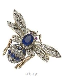 2Ct Oval Lab-Created Sapphire Bee Shape Brooch Pin 14K Yellow Gold Plated Silver