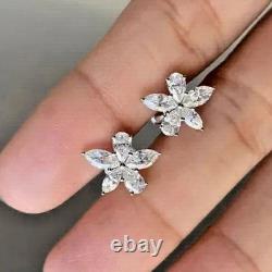 2Ct Pear Cut Simulated Diamond Flower Women's Stud Earring 14K White Gold Plated