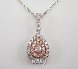 2Ct Pear Good Cut Natural Pink Sapphire Halo Pendant In 14K Two-Tone Gold Plated