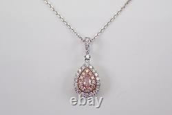 2Ct Pear Good Cut Natural Pink Sapphire Halo Pendant In 14K Two-Tone Gold Plated