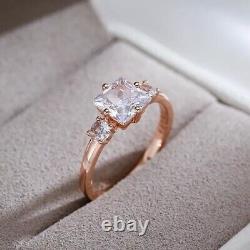 2Ct Princess Cut Moissanite Solitaire Women's Fancy Ring Rose Gold Plated Silver