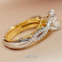 2Ct Princess VVS1 Moissanite 14K White & Yellow Gold Plated Bridal Wedding Ring