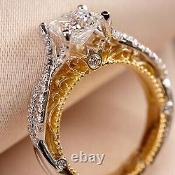 2Ct Princess VVS1 Moissanite 14K White & Yellow Gold Plated Bridal Wedding Ring