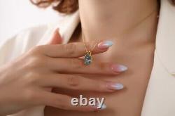 2Ct Radiant Cut Simulated Aquamarine Solitaire Pendant In 14K Yellow Gold Plated