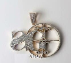 2Ct Real Moissanite SNIPER GANG-SG Name Pendant 14K Yellow Gold Plated Silver