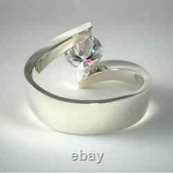 2Ct Round Cut Lab Created Diamond Engagement Ring 14K White Gold Plated Silver