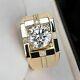 2ct Round Cut Lab Created Diamond Men's Engagement Ring 14k Yellow Gold Plated