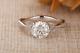 2ct Round Cut Moissanite Halo Flower Engagement Ring In 14k White Gold Plated