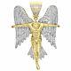 2ct Round Cut Moissanite Jesus Wing Men's Pendant 14k Yellow Gold Plated Silver