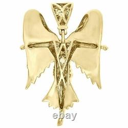 2Ct Round Cut Moissanite Jesus Wing Men's Pendant 14K Yellow Gold Plated Silver