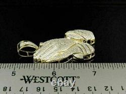 2Ct Round Cut Moissanite Men's Praying Hand Pendant Yellow Gold Plated Silver