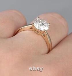 2Ct Round Cut Moissanite Wedding Solitaire Ring 14k Yellow Gold Plated Silver