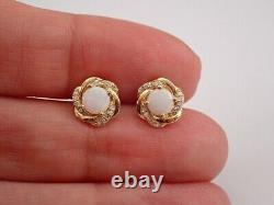 2Ct Round Cut Natural Fire Opal Halo Stud Earrings 14K Yellow Gold Plated Silver