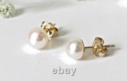 2Ct Round Cut Natural Pearl Women's Stud Earrings 14k Yellow Gold Plated Silver