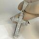 2ct Round Cut Real Moissanite Cross Pendant 14k White Gold Plated 18 Free Chain