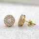 2ct Round Cut Real Moissanite Custer Stud Earrings 14k Yellow Gold Plated Silver