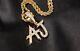 2ct Round Cut Real Moissanite Initial Letter Aj Pendant 14k Yellow Gold Plated