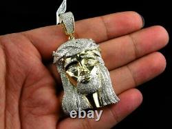 2Ct Round Cut Real Moissanite Jesus Face Pendant 14K Yellow Gold Plated Silver
