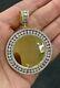 2ct Round Cut Real Moissanite Picture Frame Memory Pendant Yellow Gold Plated