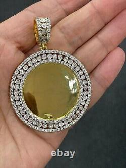 2Ct Round Cut Real Moissanite Picture Frame Memory Pendant Yellow Gold Plated