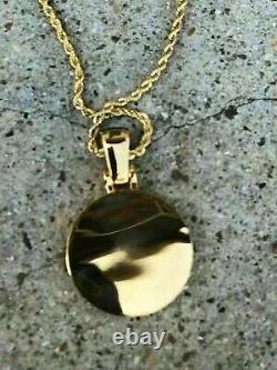 2Ct Round Cut Simulated Black Spinel Mercedes Pendant 14K Yellow Gold Plated