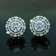 2ct Round Cut Simulated Diamond Double Halo Stud Earrings 14k White Gold Plated