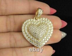 2Ct Round Cut Simulated Diamond Heart Shape Charm Pendant 14k Yellow Gold Plated