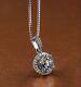 2ct Round Cut Simulated Moissanite Halo Pendant 14k White Gold Plated Free Chain