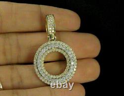 2Ct Round Cut Simulated Moissanite O Letter Pendant 14K Yellow Gold Plated