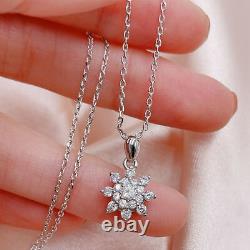 2Ct Round Cut Simulated Moissanite Snowflake Pendant 14K White Gold Plated