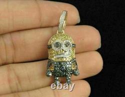 2Ct Round Cut Simulated Moissanite3D Minion Men's Pendant 14K Yellow Gold Plated