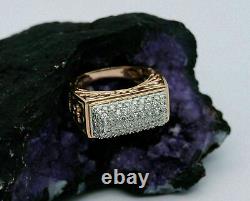 2Ct Round Cut VVS1 Diamond Men's Pave Engagement Ring 14k Rose Gold Plated