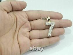 2Ct Round Lab Created Diamond 14K Yellow Gold Plated 7 Number Charm Pendant