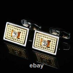 2Ct Round Lab Created Diamond Men's Wedding Cufflinks 14K Two-Tone Gold Plated