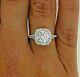 2ct Round Moissanite Halo Engagement Women's Ring 14k White Gold Plated