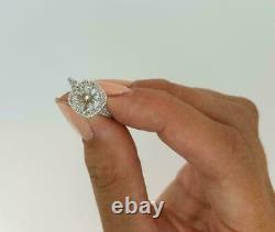 2Ct Round Moissanite Halo Engagement Women's Ring 14K White Gold Plated