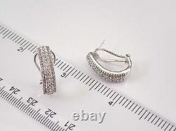 2Ct Round Real Moissanite Huggie Hoop Earrings In 14K White Gold Plated Silver